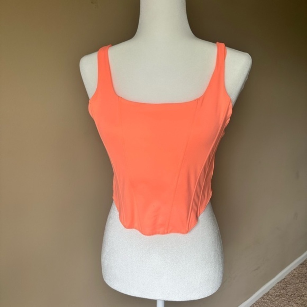 Vibrant Orange Women's Corset Tank Top